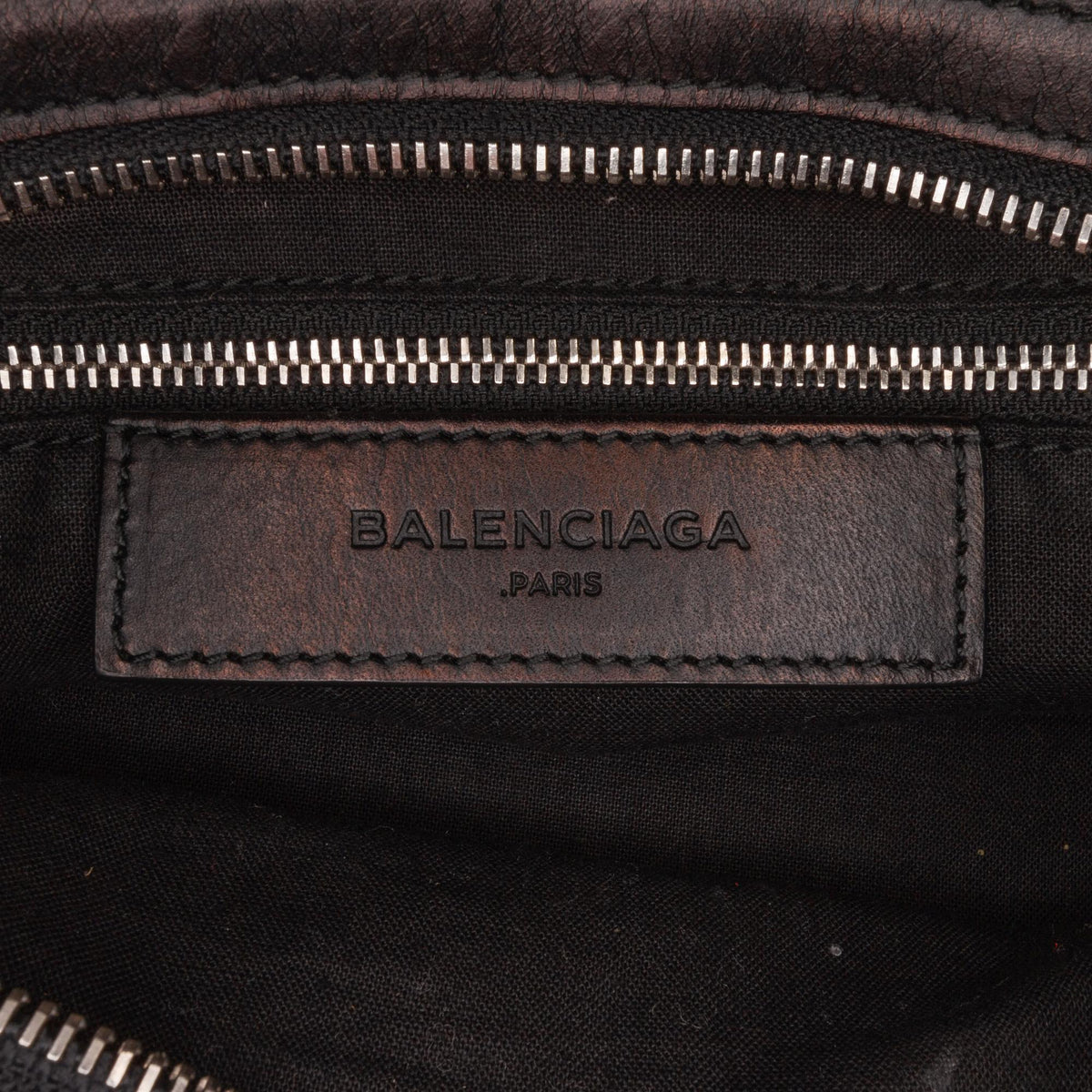 Balenciaga Perforated Twill Motocross Classic City Handbag close-up view