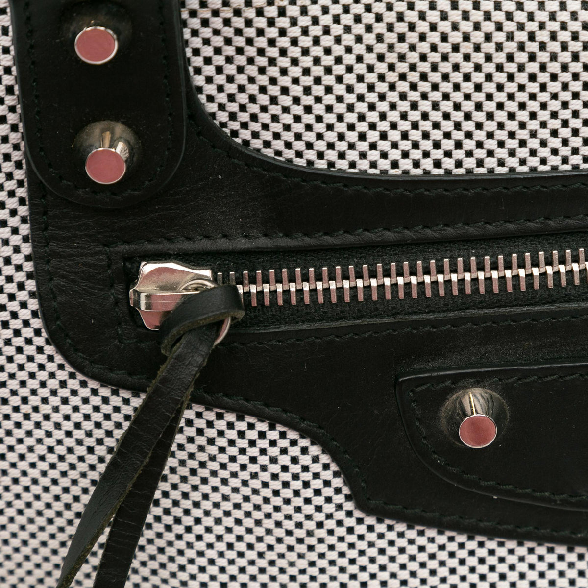 Balenciaga Perforated Twill Motocross Classic City Handbag angle view
