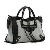Balenciaga Perforated Twill Motocross Classic City Handbag side view