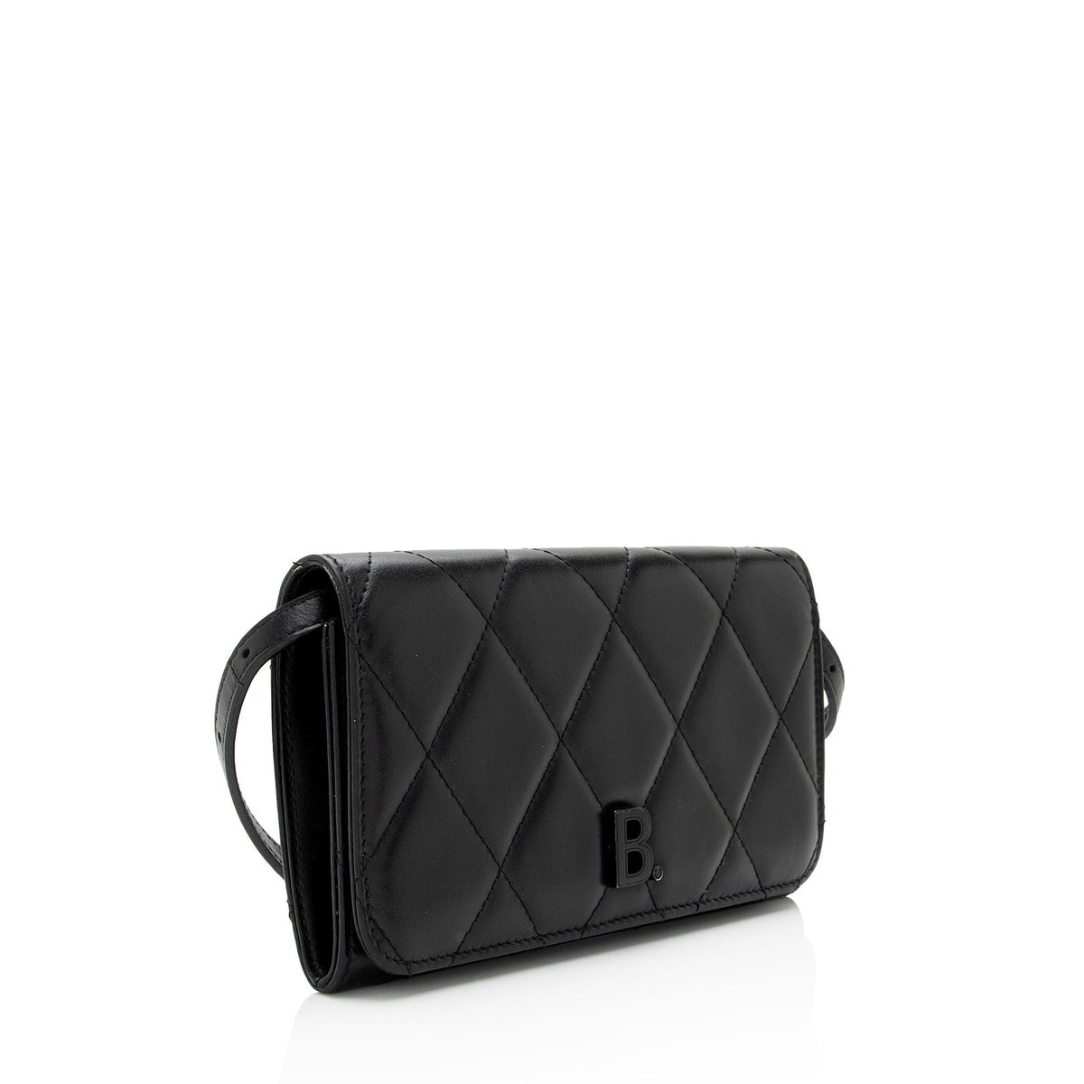 Balenciaga Quilted Calfskin B Phone Holder Crossbody Bag side view