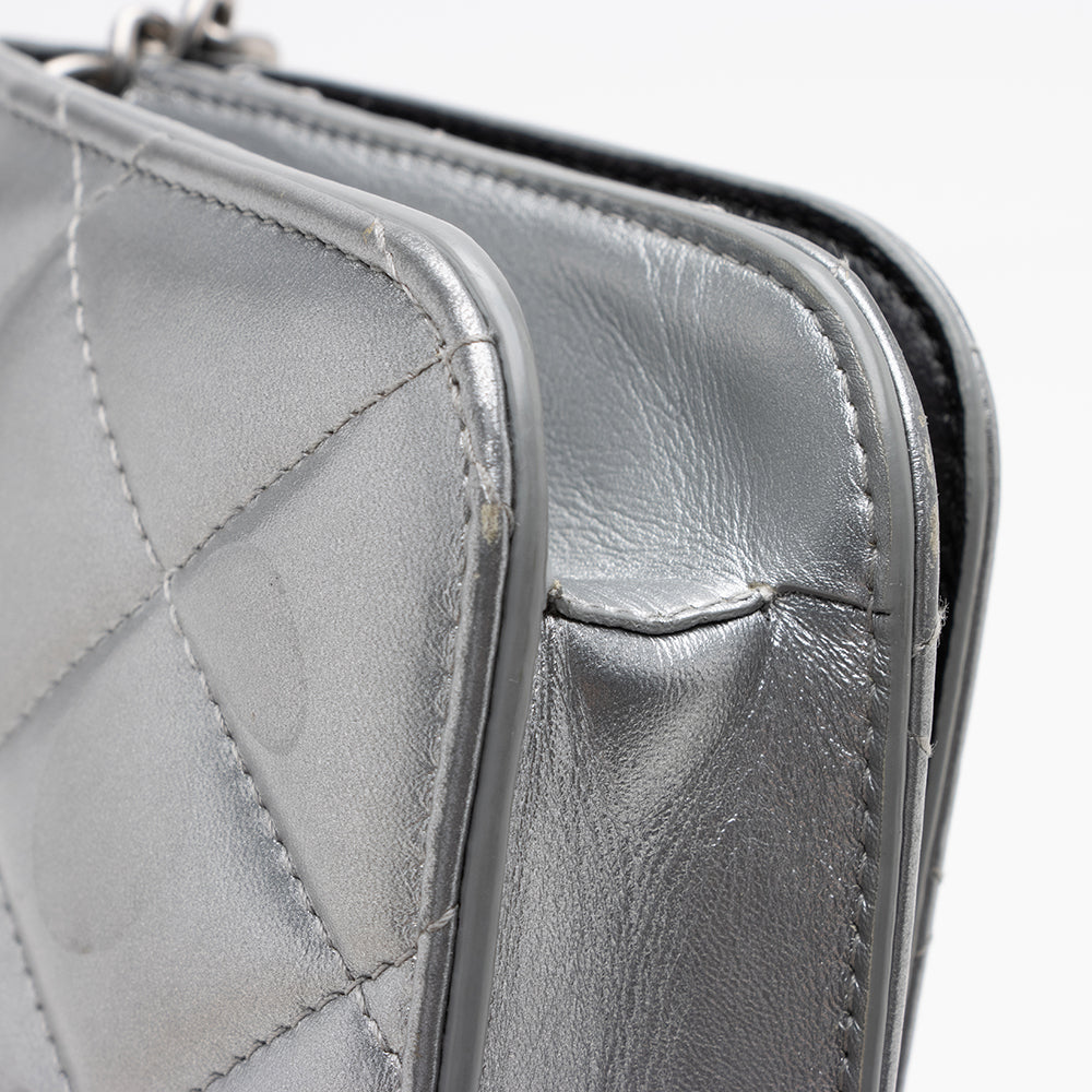 Balenciaga Quilted Metallic Leather B Dot Shoulder Bag detail view