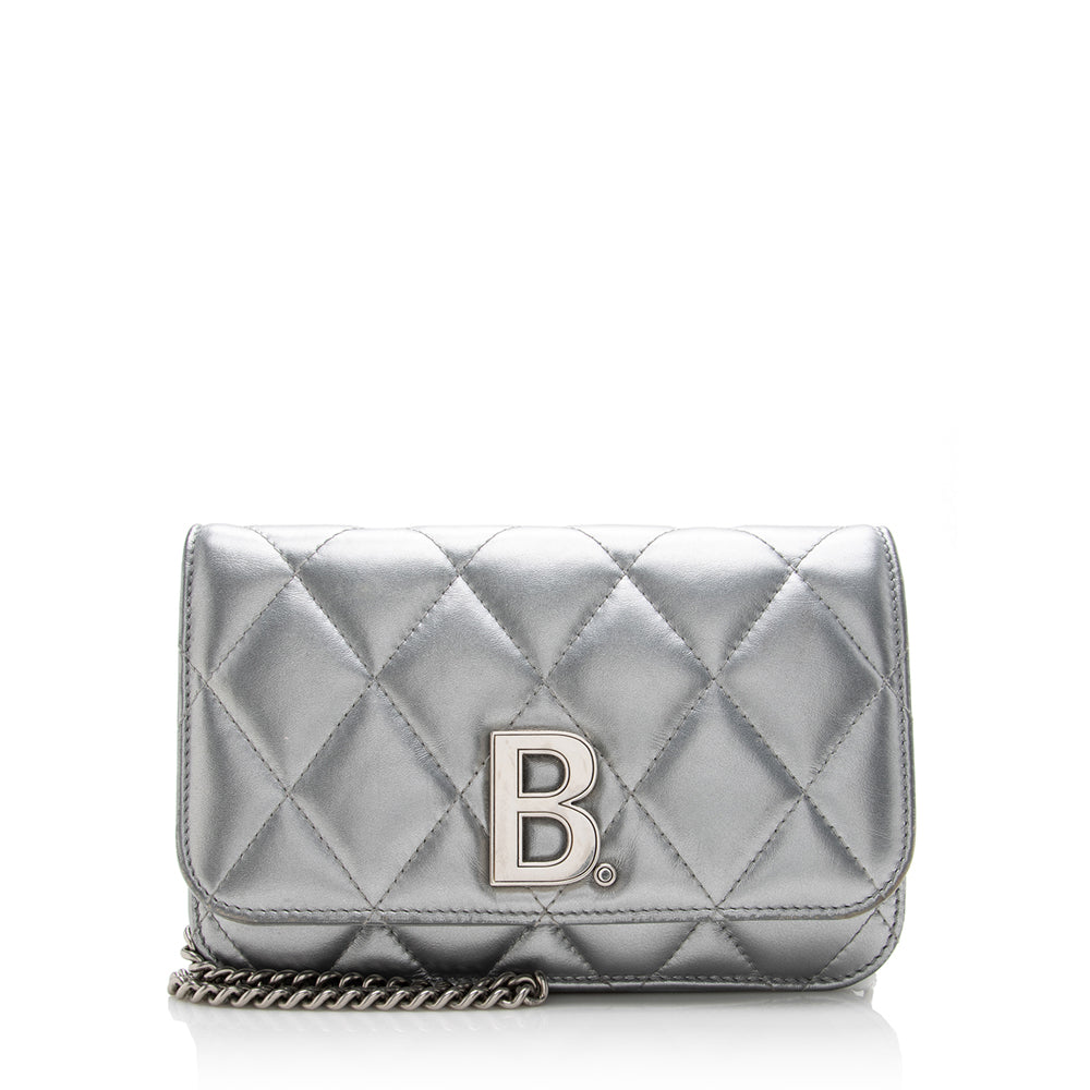 Balenciaga Quilted Metallic Leather B Dot Shoulder Bag