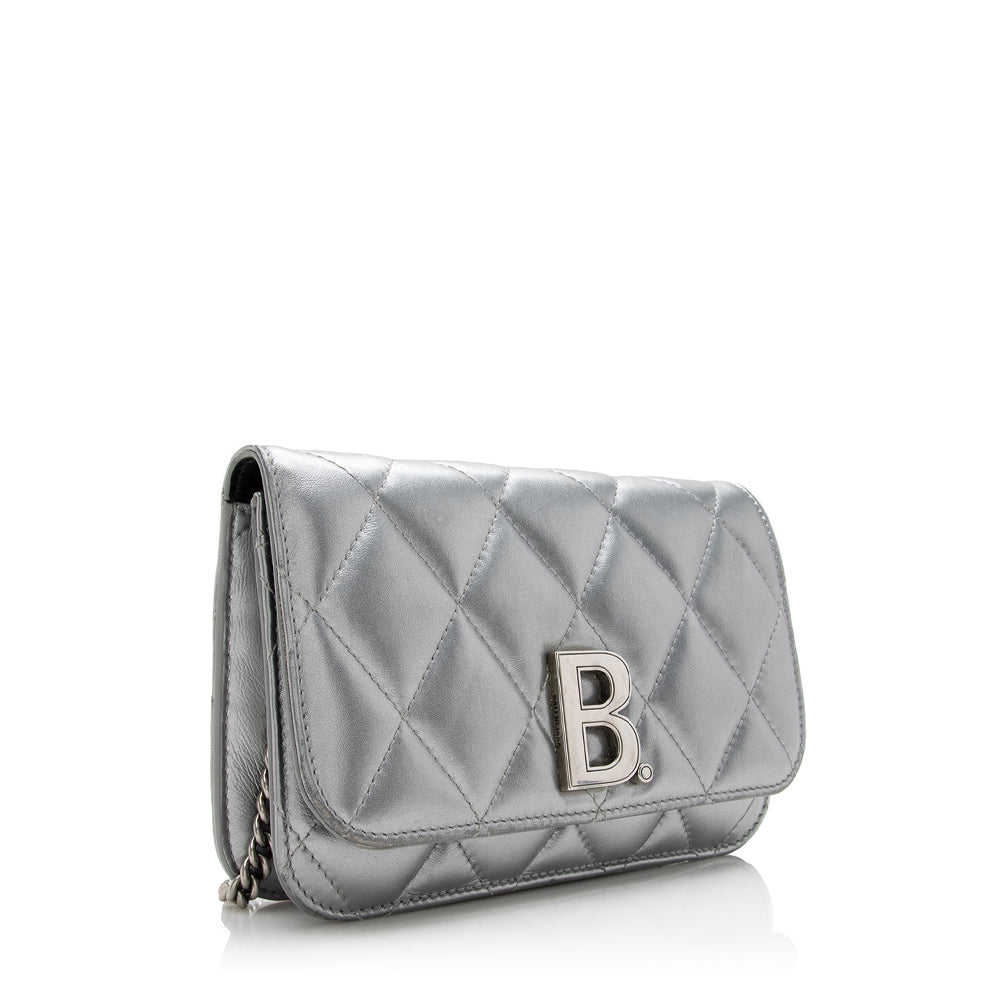 Balenciaga Quilted Metallic Leather B Dot Shoulder Bag side view