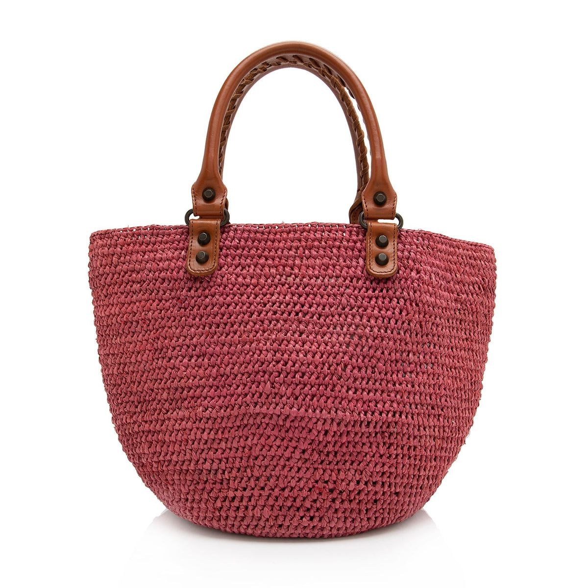Balenciaga Raffia Motocross Classic Panier Small Tote angle view