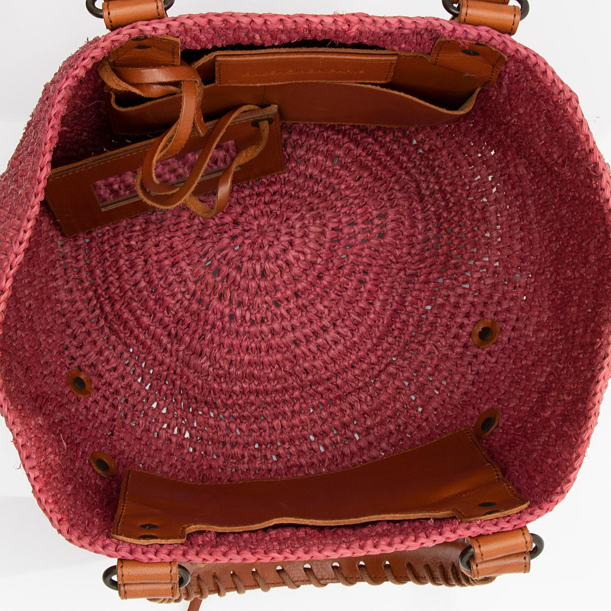 Balenciaga Raffia Motocross Classic Panier Small Tote detail view