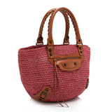 Balenciaga Raffia Motocross Classic Panier Small Tote side view