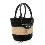 Balenciaga Raffia Striped Panier XS Tote | Authentic Pre-Owned side view