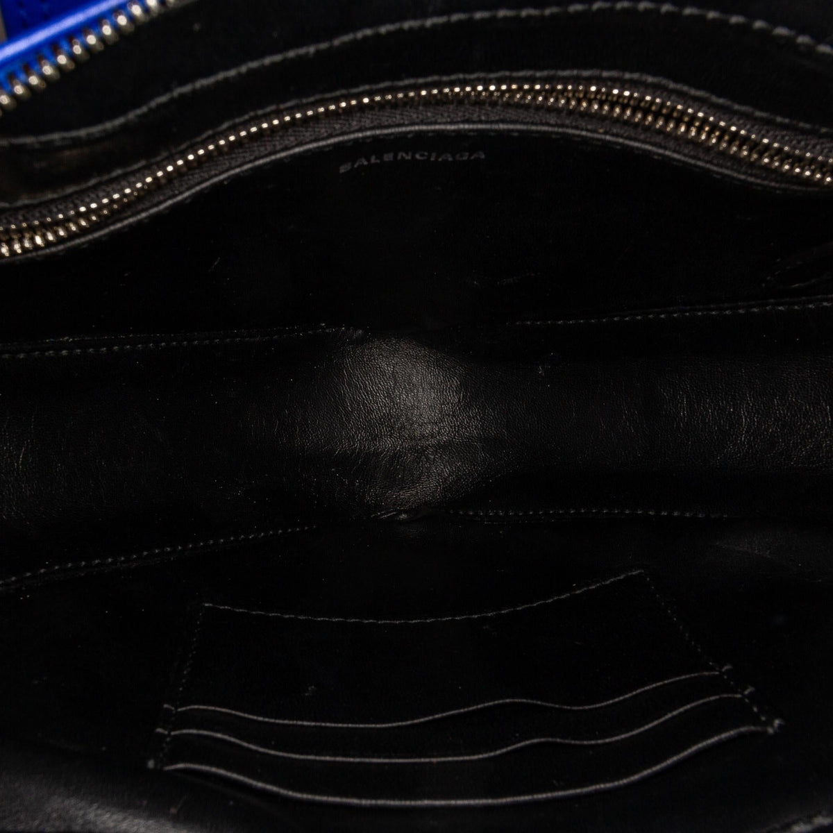 Balenciaga S Triangle Leather Duffle Bag | Authentic Pre-Owned interior view