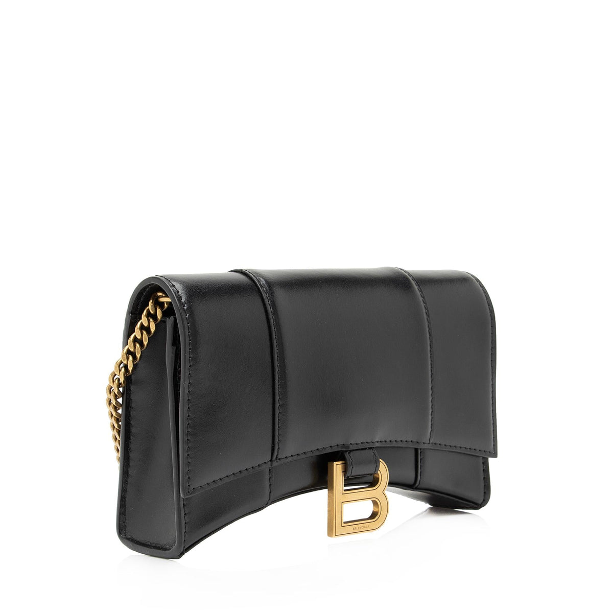 Balenciaga Shiny Calfskin Hourglass Wallet on Chain Bag 23824 side view