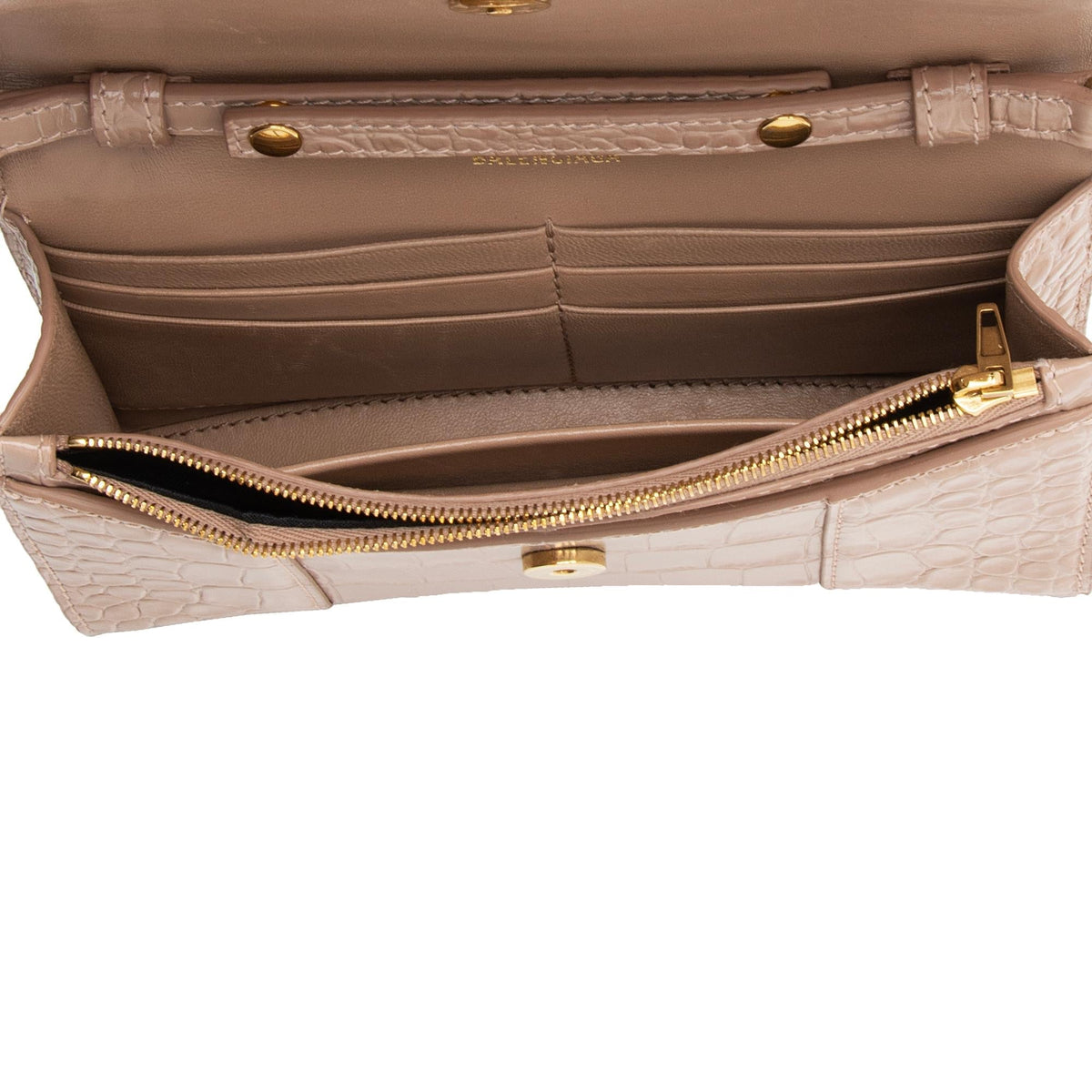Balenciaga Shiny Croc Embossed Calfskin Hourglass Chain Bag detail view