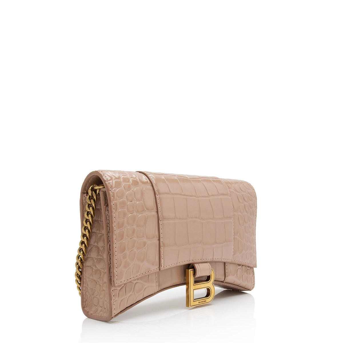 Balenciaga Shiny Croc Embossed Calfskin Hourglass Chain Bag side view