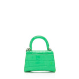 Balenciaga Shiny Croc Embossed Calfskin Hourglass Super Nano Top Handle Bag angle view