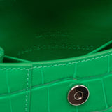 Balenciaga Shiny Croc Embossed Calfskin Hourglass Super Nano Top Handle Bag detail view