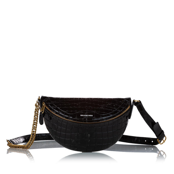 Balenciaga Souvenir Embossed Patent Leather Belt Bag — Designer Belt Bag