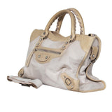 Side view of Balenciaga satchel White premium designer bag