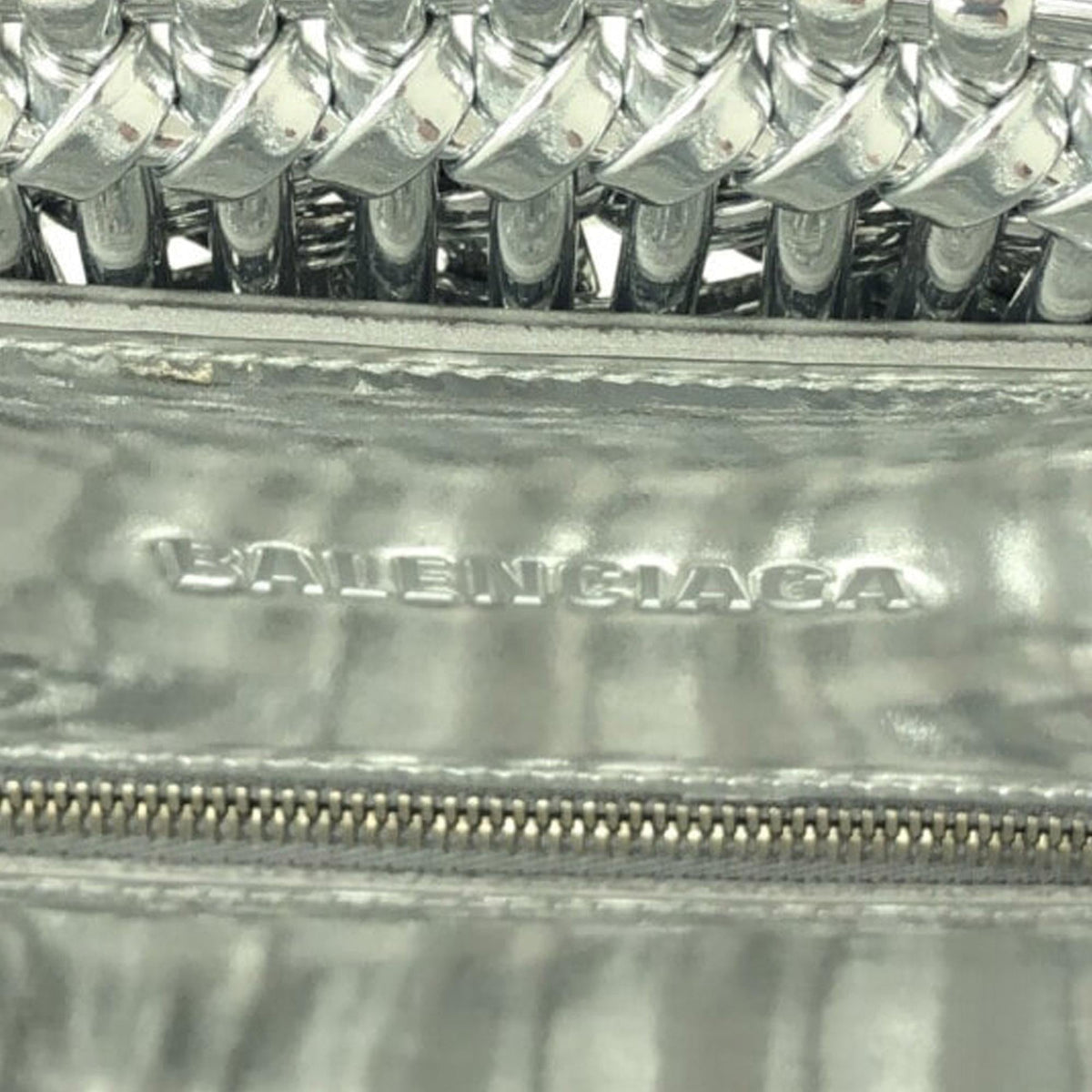 Balenciaga XS Mettalic Woven Bistrot Panier Tote | Authentic Pre-Owned close-up view