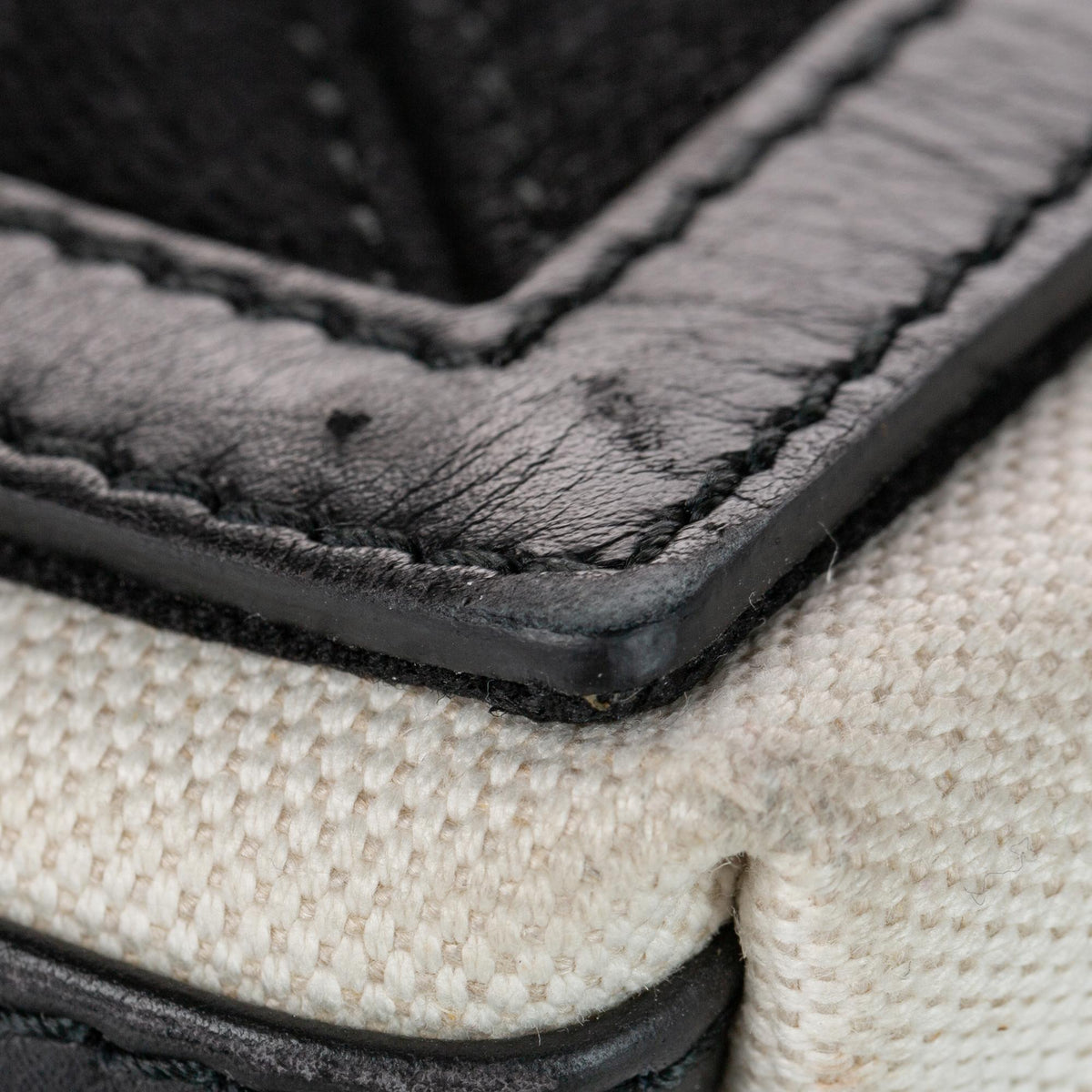 Balenciaga XS Navy Cabas Canvas Satchel | Authentic Pre-Owned close-up view