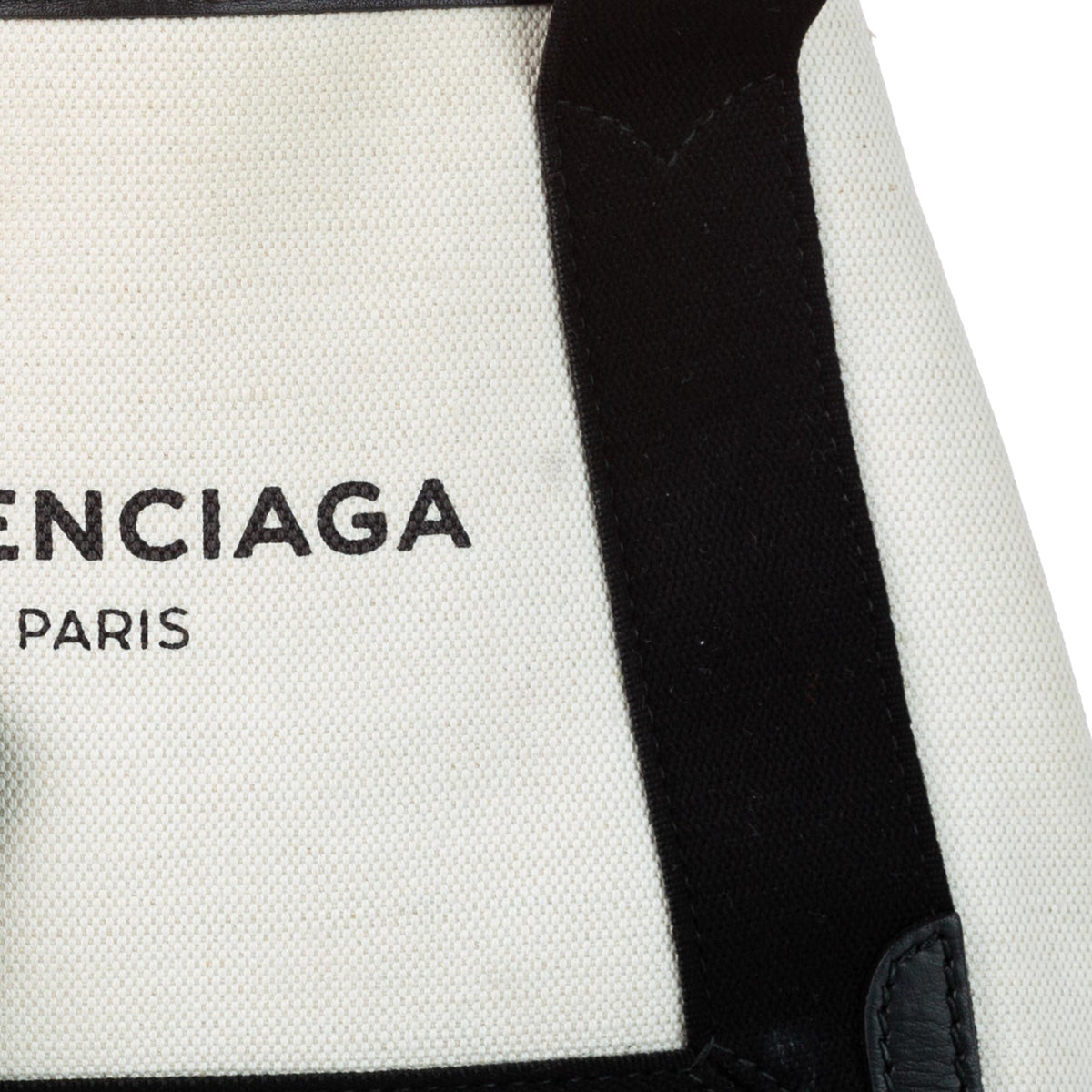 Balenciaga XS Navy Cabas Canvas Satchel | Authentic Pre-Owned side view