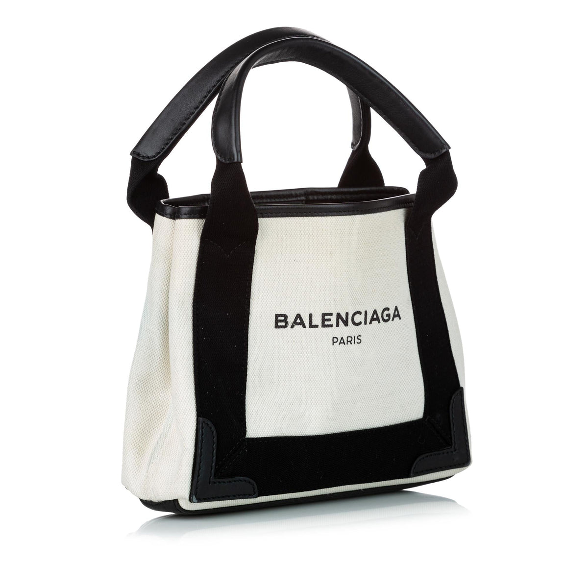 Balenciaga XS Navy Cabas Canvas Satchel | Authentic Pre-Owned side view