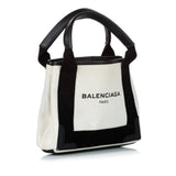 Balenciaga XS Navy Cabas Canvas Satchel | Authentic Pre-Owned side view
