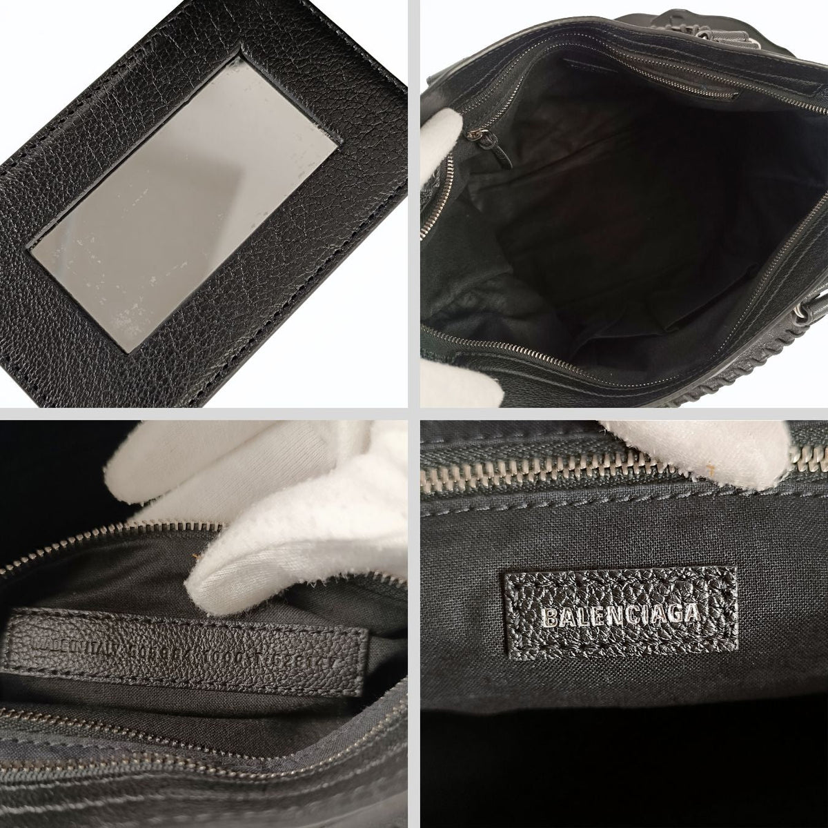 Balenciaga Le City Metallic Medium shoulder bag in black leather — Designer Shoulder Bag