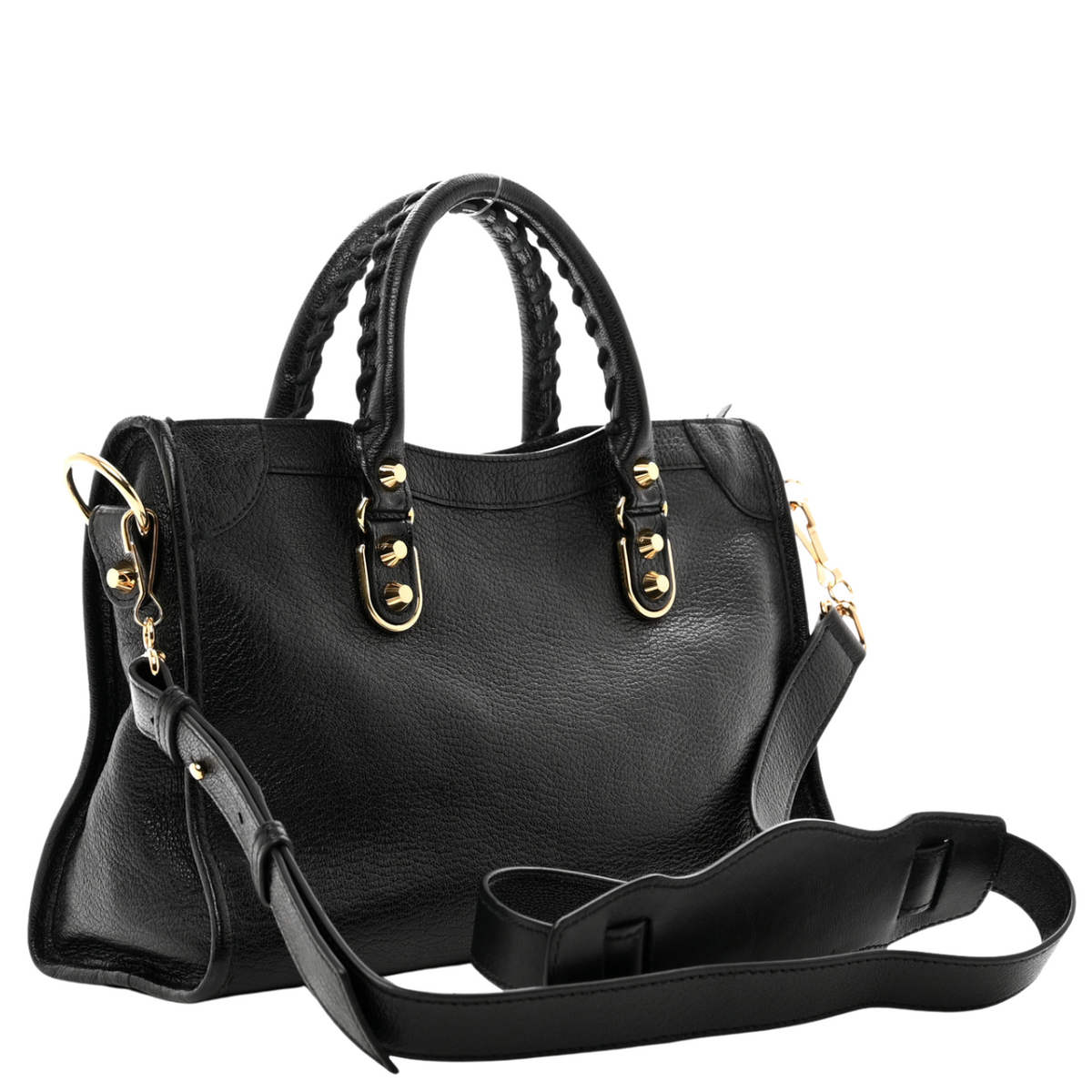 Balenciaga Black Leather Metallic Edge City Tote | Designer Leather Handbag