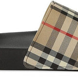 Burberry premium slides detail and craftsmanship close-up