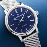 Full view of Carl F. Bucherer men's blue watch