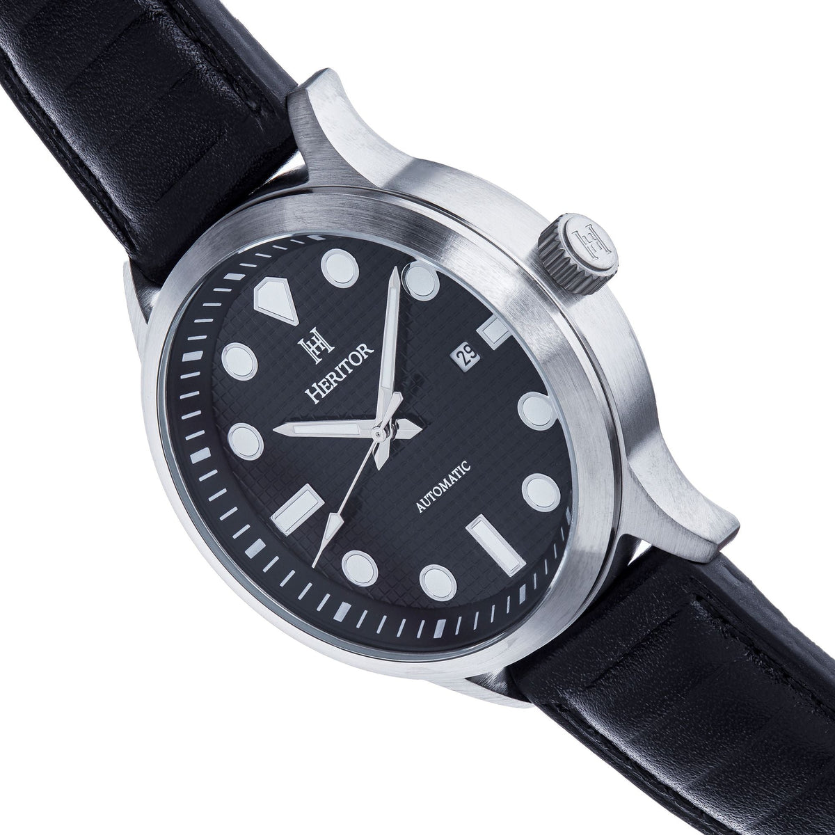 Close-up detail view of Heritor Automatic Bradford unisex watch