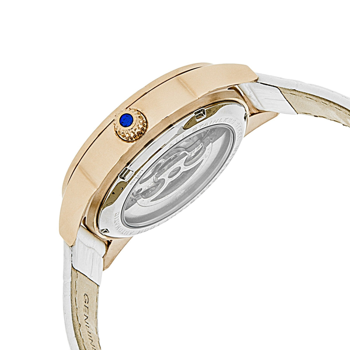 Side view of Empress unisex rose gold watch
