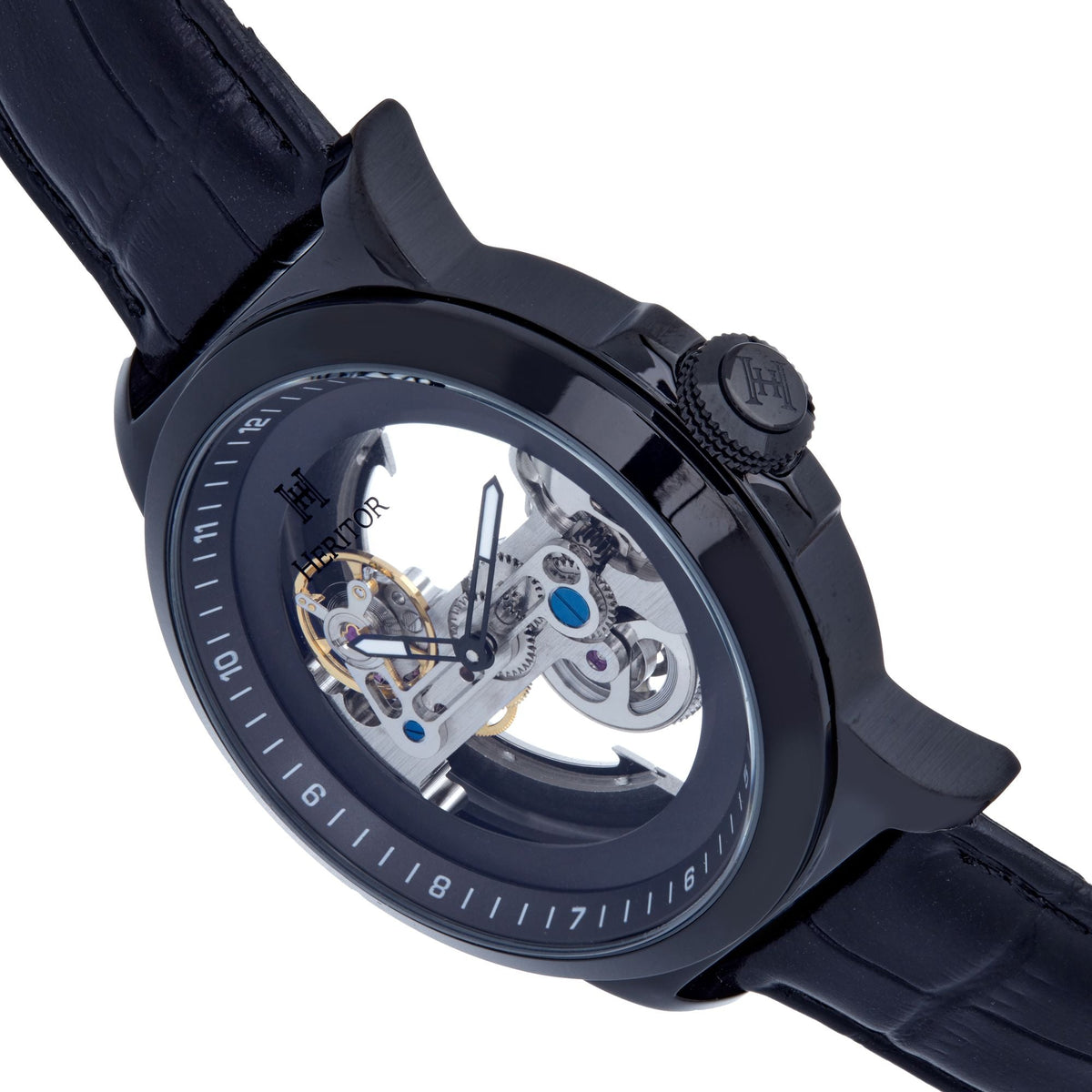Angled view of Heritor Automatic Xander unisex watch