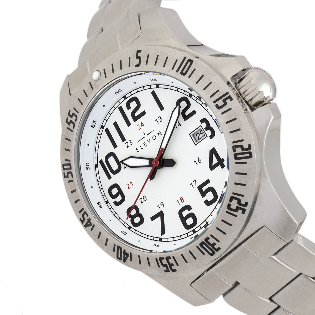 Angled view of Elevon unisex watch