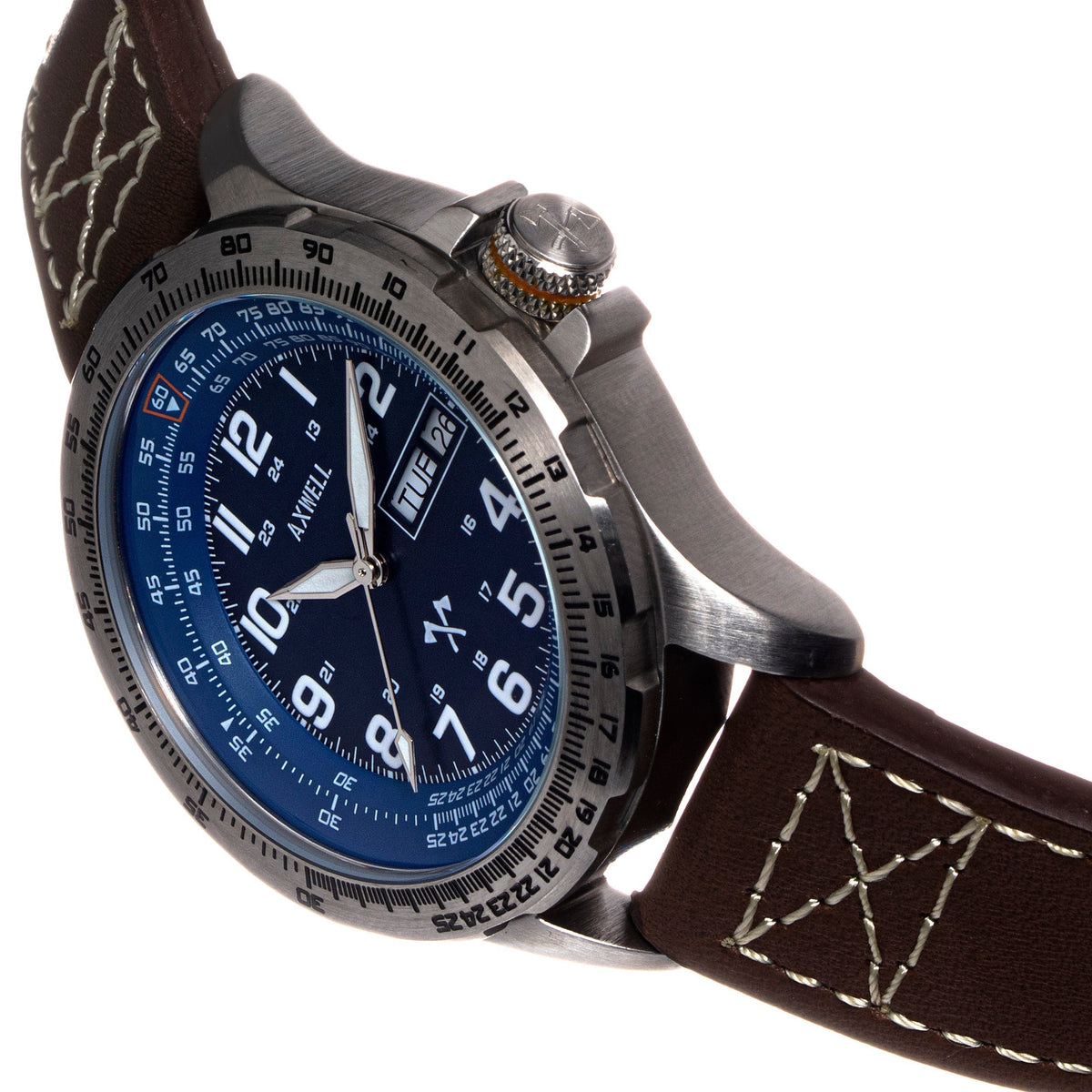 Side view of Axwell unisex brown watch