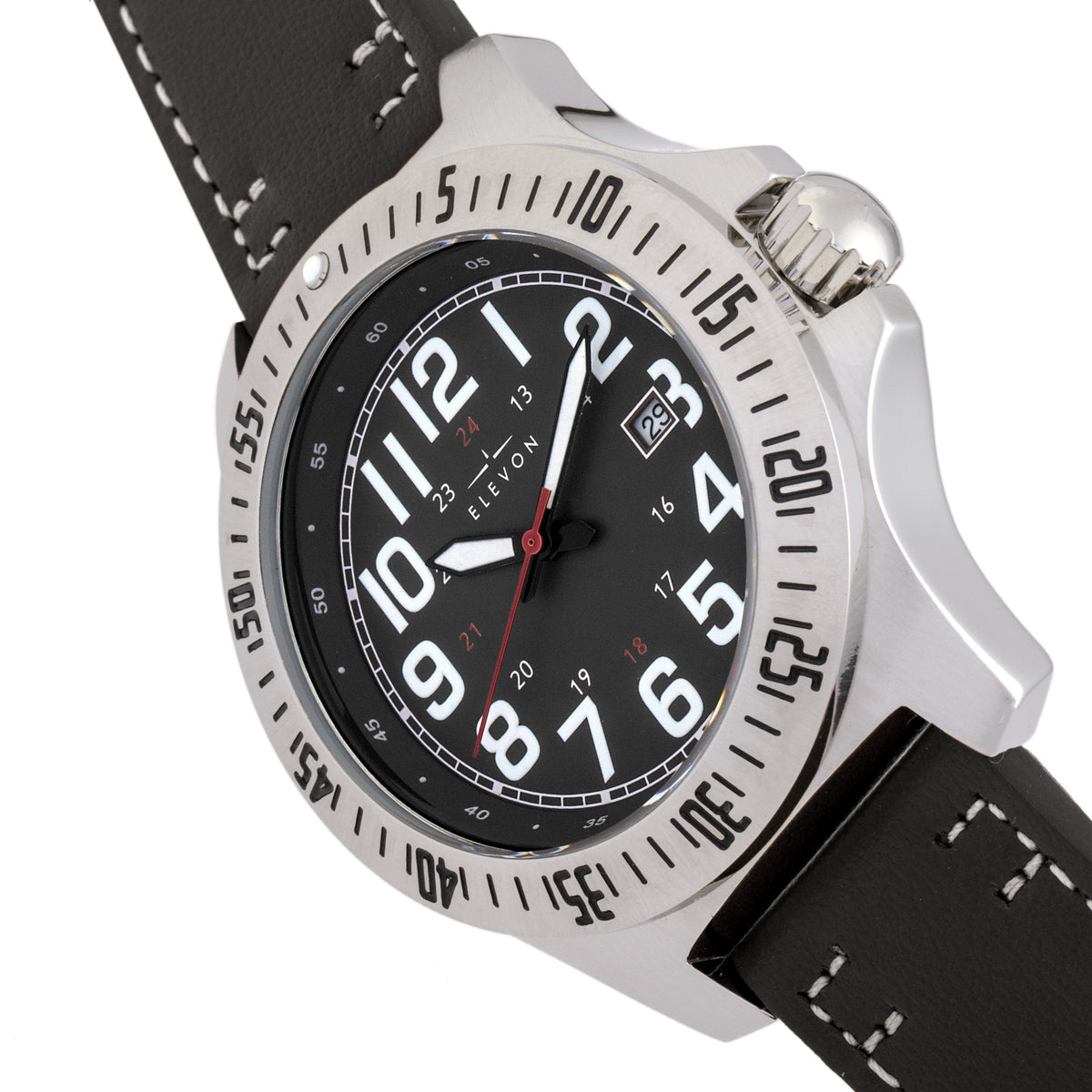 Angled view of Elevon unisex watch