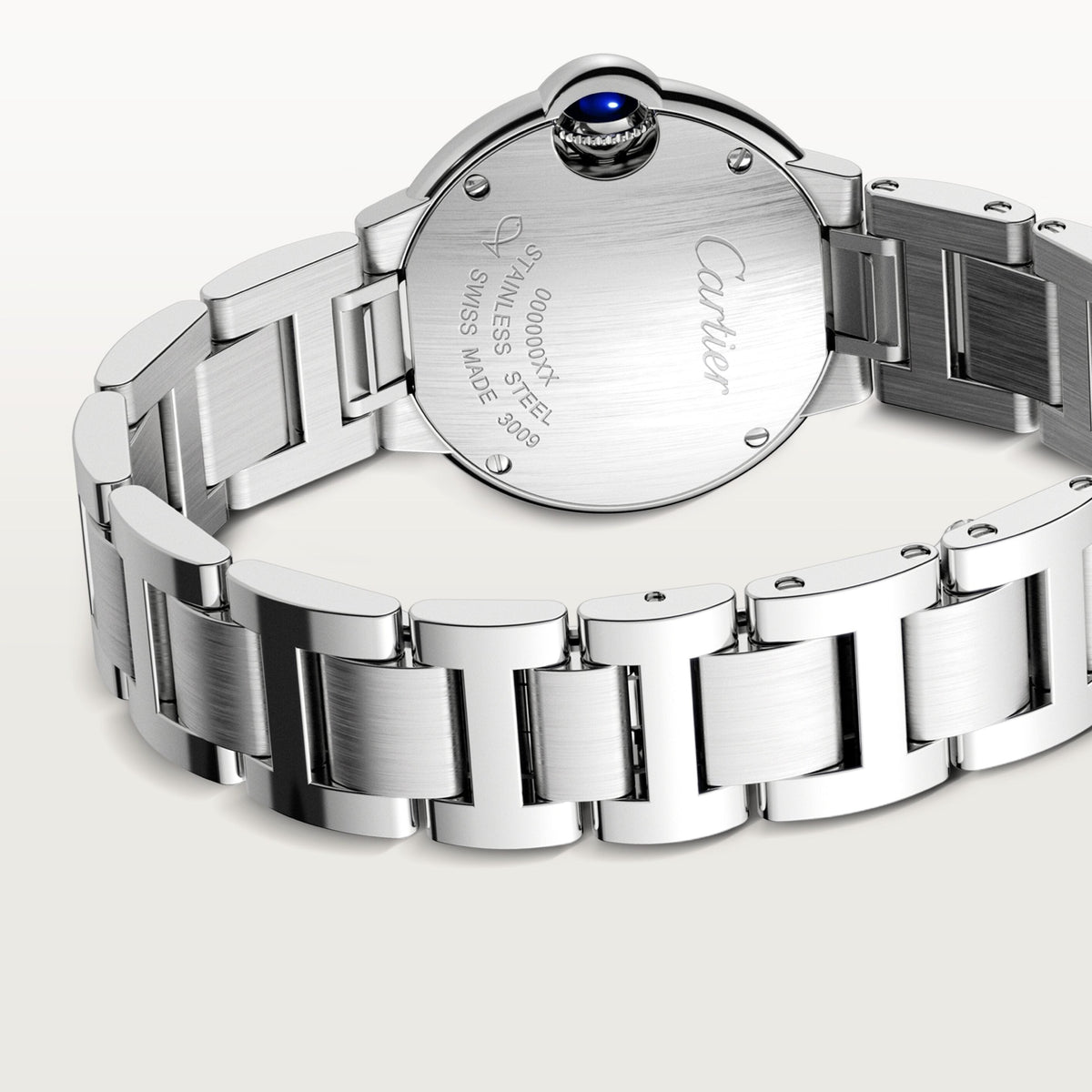 Close-up detail view of Cartier unisex watch