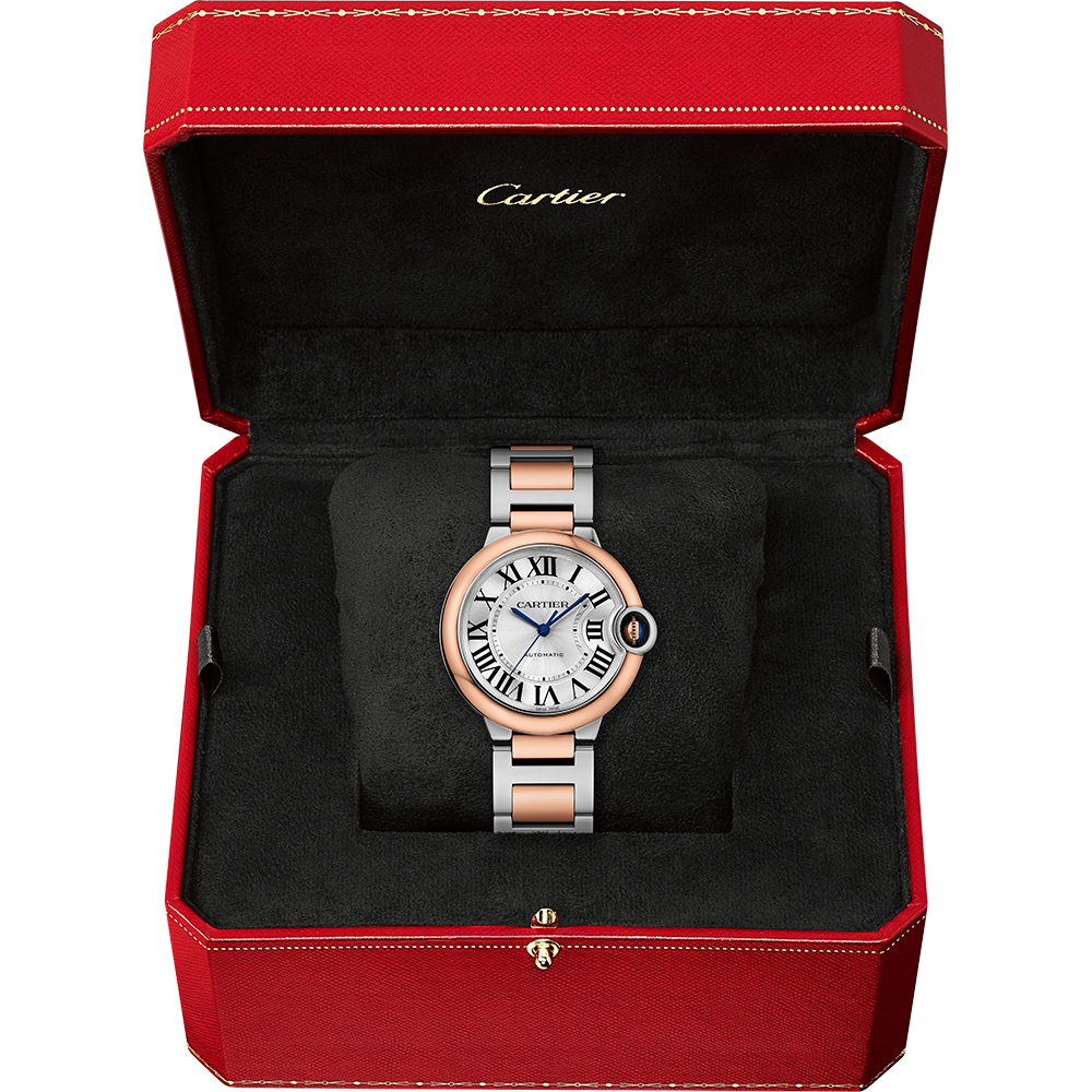 Side view of Cartier unisex rose gold watch