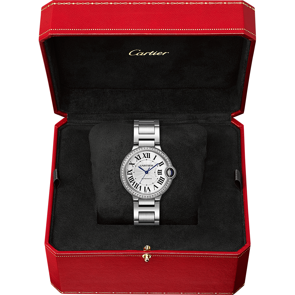 Close-up detail view of Cartier unisex watch
