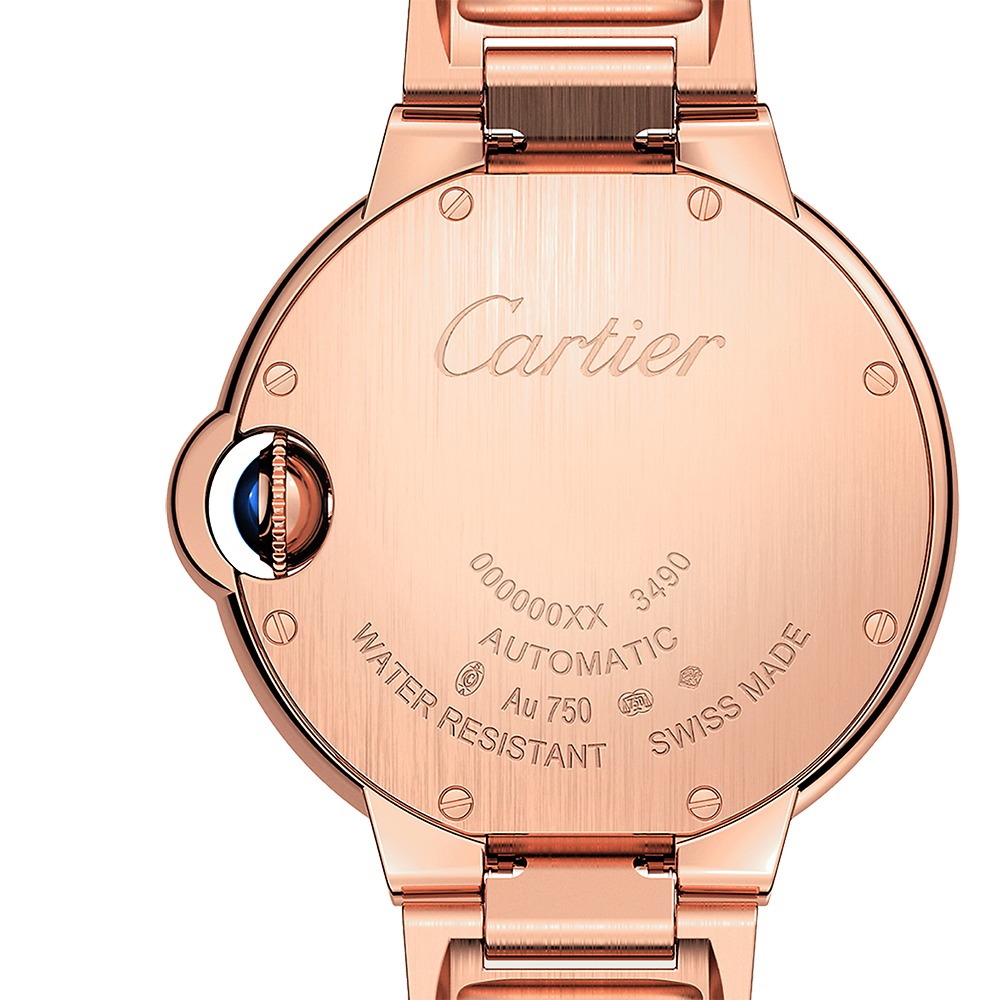 Front view of Cartier unisex rose gold watch