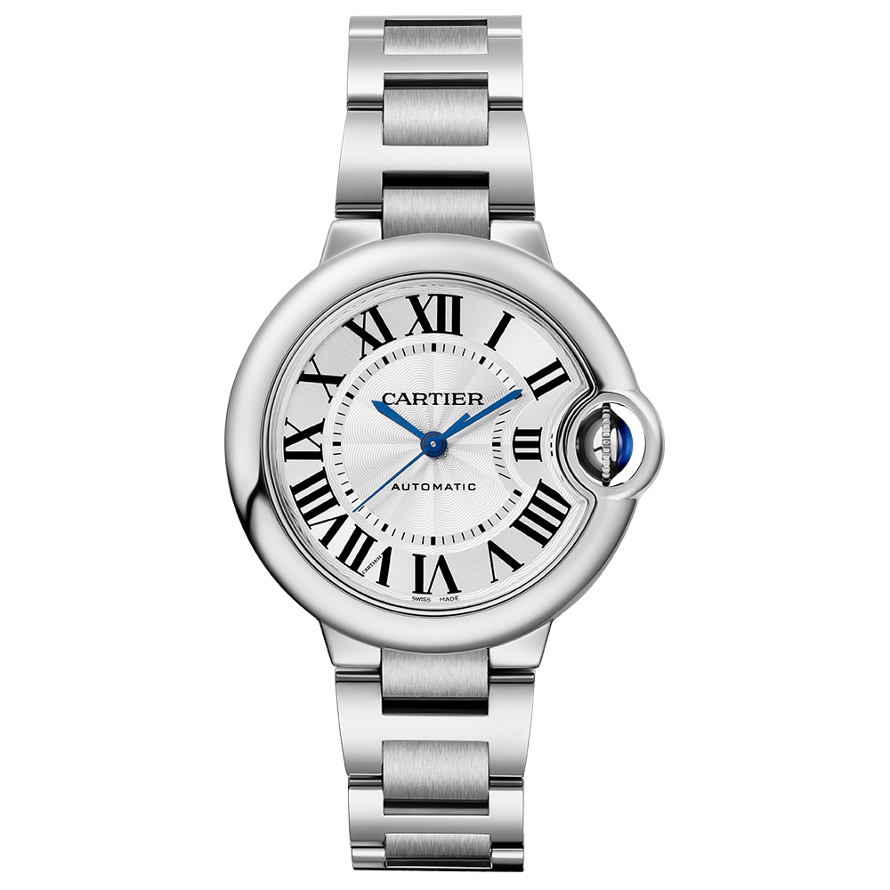 Close-up detail view of Cartier unisex watch