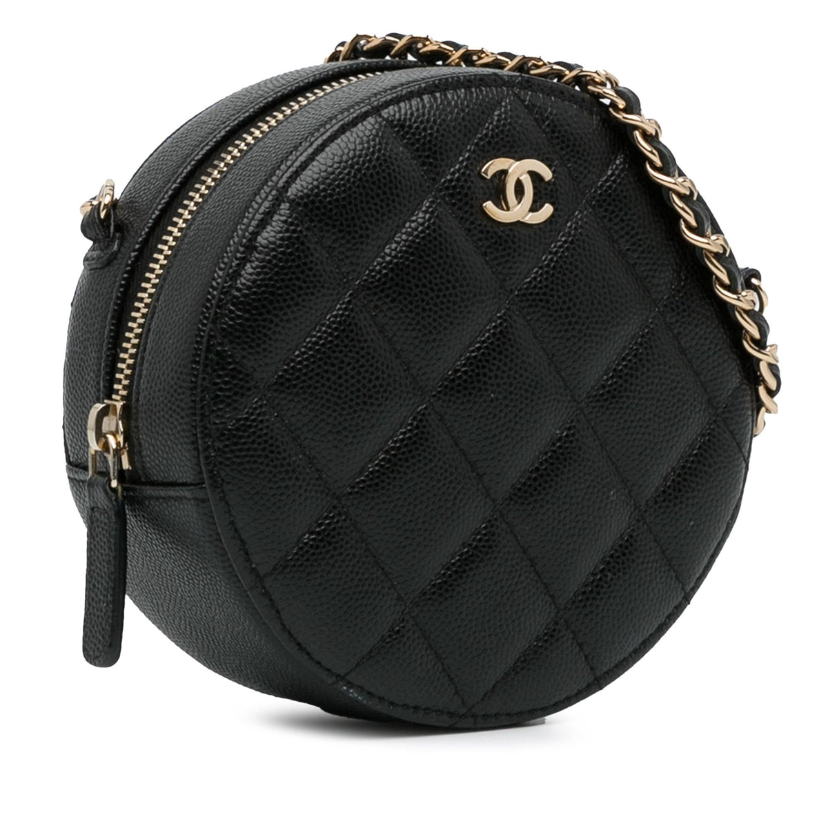 Chanel Bags Chanel Quilted Caviar Round Clutch With Chain (-QNFerj) Premium Designer Shoulder Bag