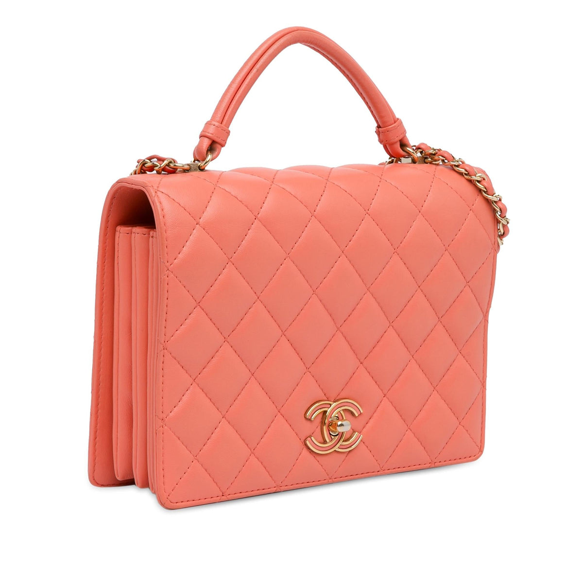 Chanel Bags Chanel Quilted Lambskin Top Handle Flap (-L5HKxu) Luxury Designer Leather Handbag
