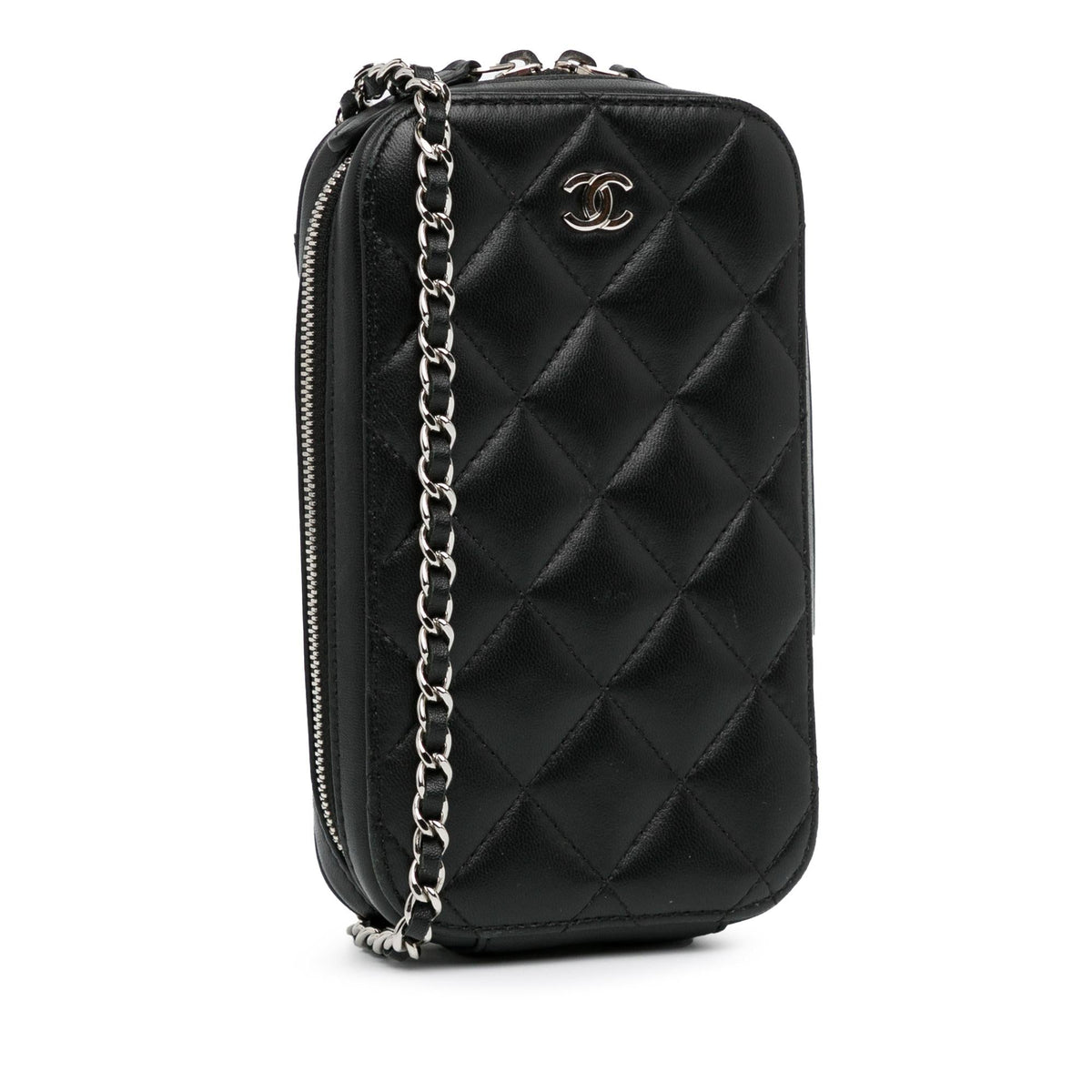 Chanel Bags Chanel Quilted Lambskin Zip Phone Case (-6GbcPW) Luxury Designer Leather Handbag