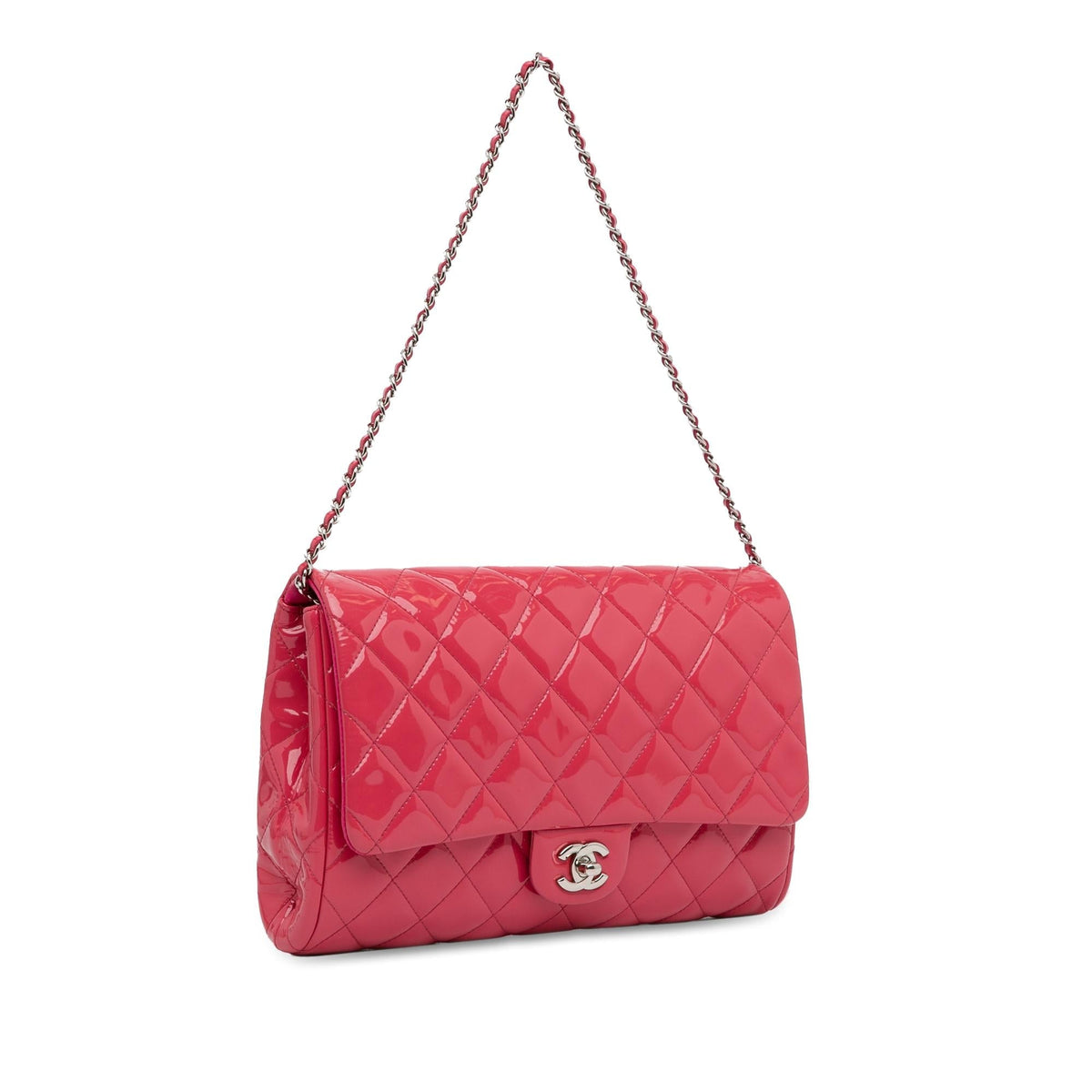 Chanel Bags Chanel Quilted Patent Clutch with Chain (-BPixGf) Luxury Designer Leather Handbag