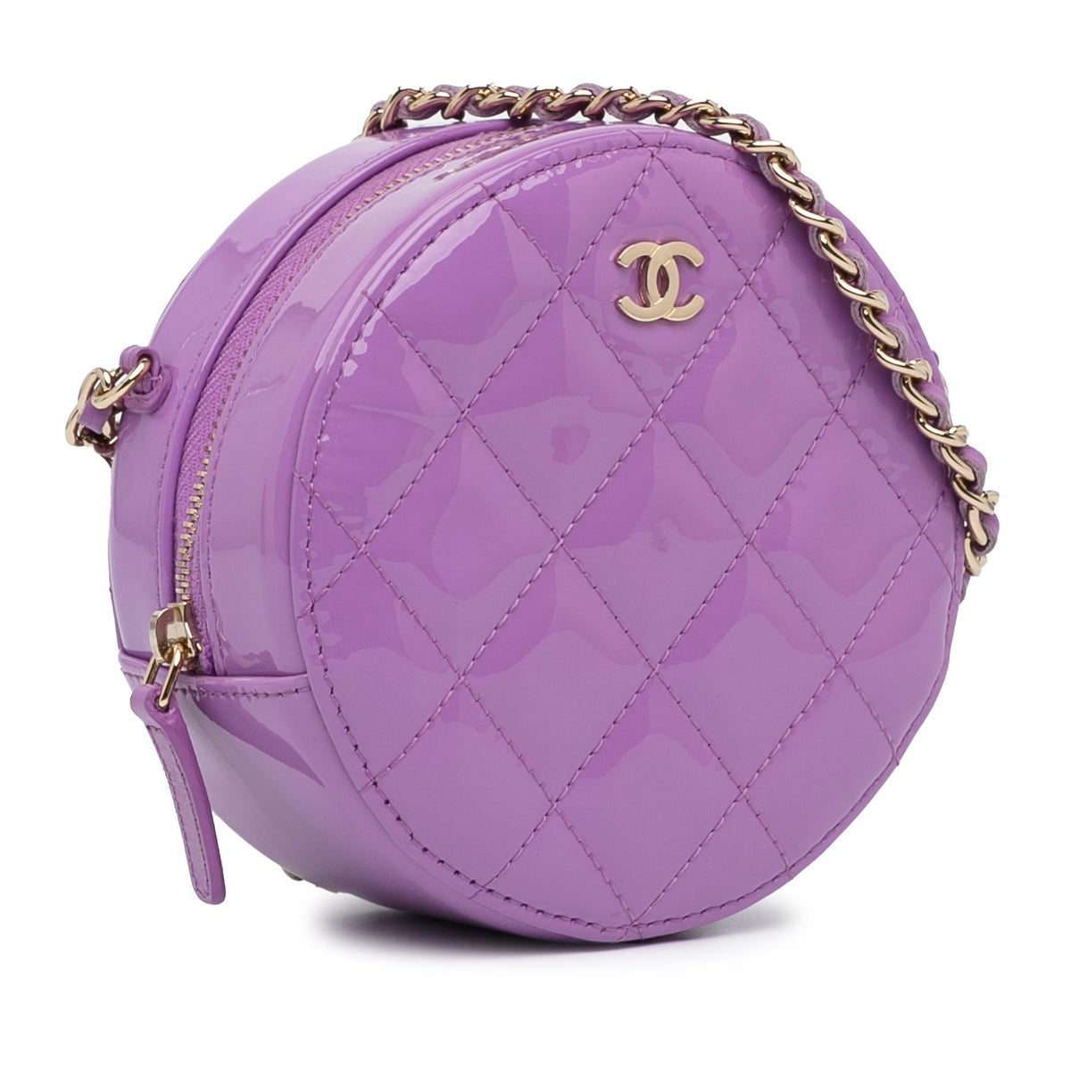 Chanel Bags Chanel Quilted Patent Round Clutch With Chain (-g7ORNQ) Premium Designer Shoulder Bag