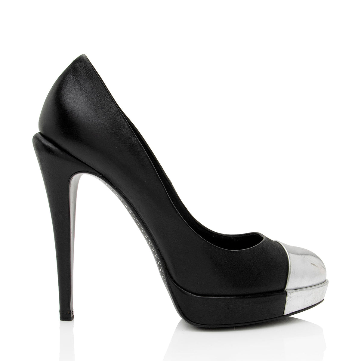 Chanel Shoes? Chanel Calfskin Metallic Cap Toe Platform Pumps - Size 8 38 (-v5Mlv1) Premium Designer Casual Shoes