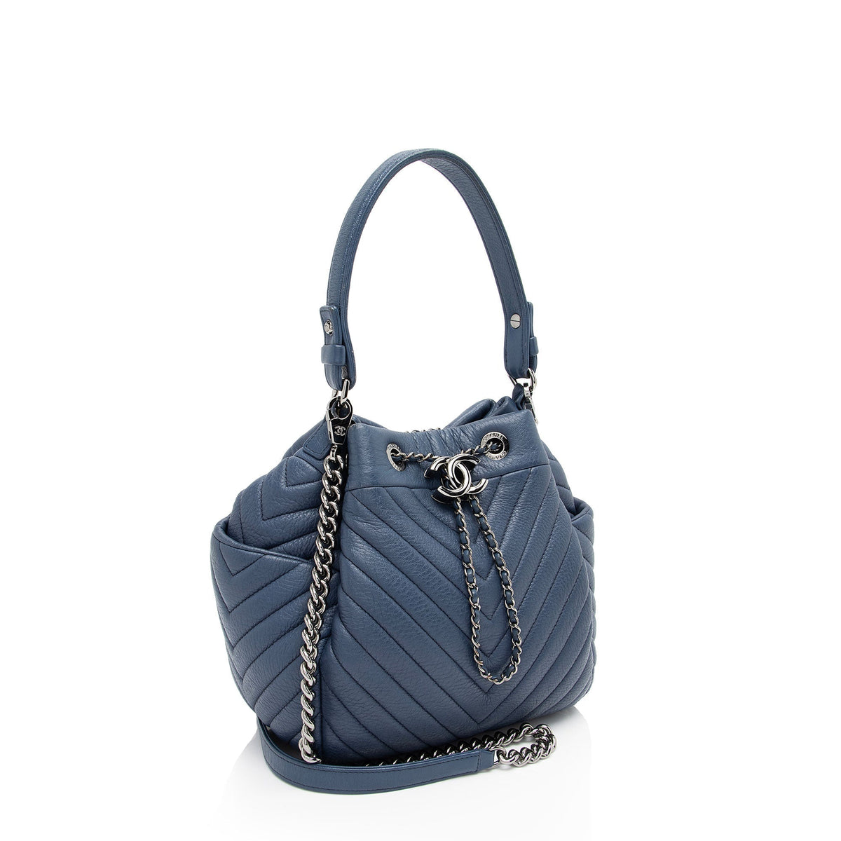 Chanel Bags Chanel Chevron Goatskin Urban Spirit Small Bucket Bag (-Hfm7dh) Luxury Designer Leather Handbag