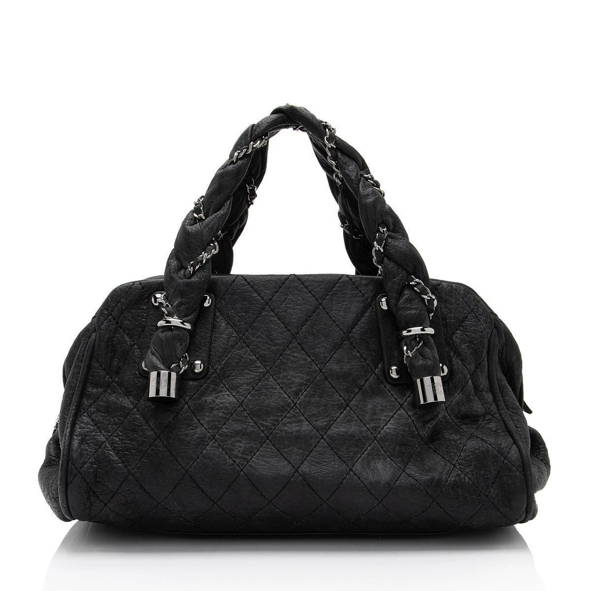 Chanel Bags Chanel Distressed Lambskin Lady Braid Bowler Satchel (-4rWbPz) Elegant Everyday Designer Handbag