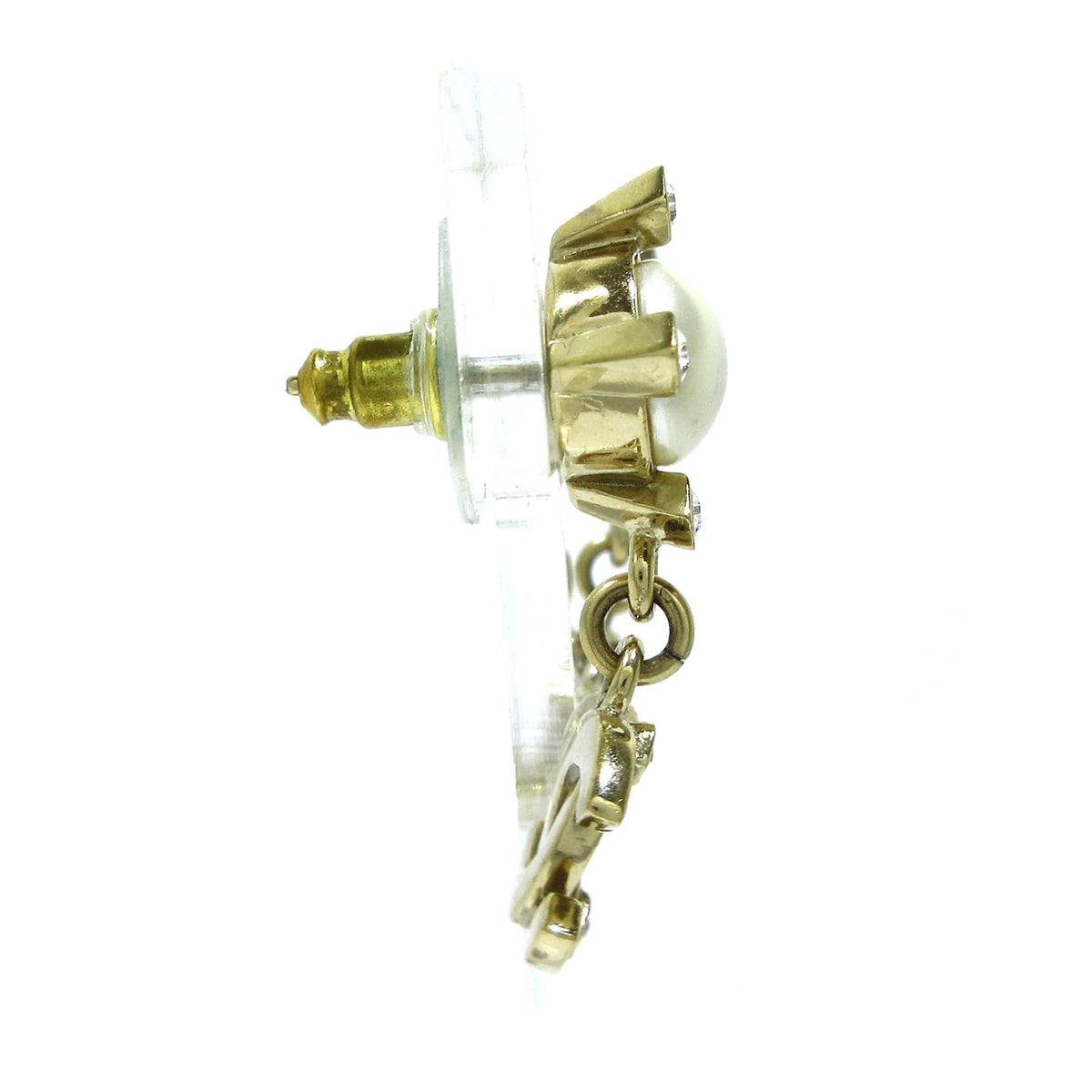 Chanel Jewellery? Chanel Faux Pearl & Strass Logo Push Back Drop Earrings (-vniVOz) Elegant Everyday Fine Jewellery