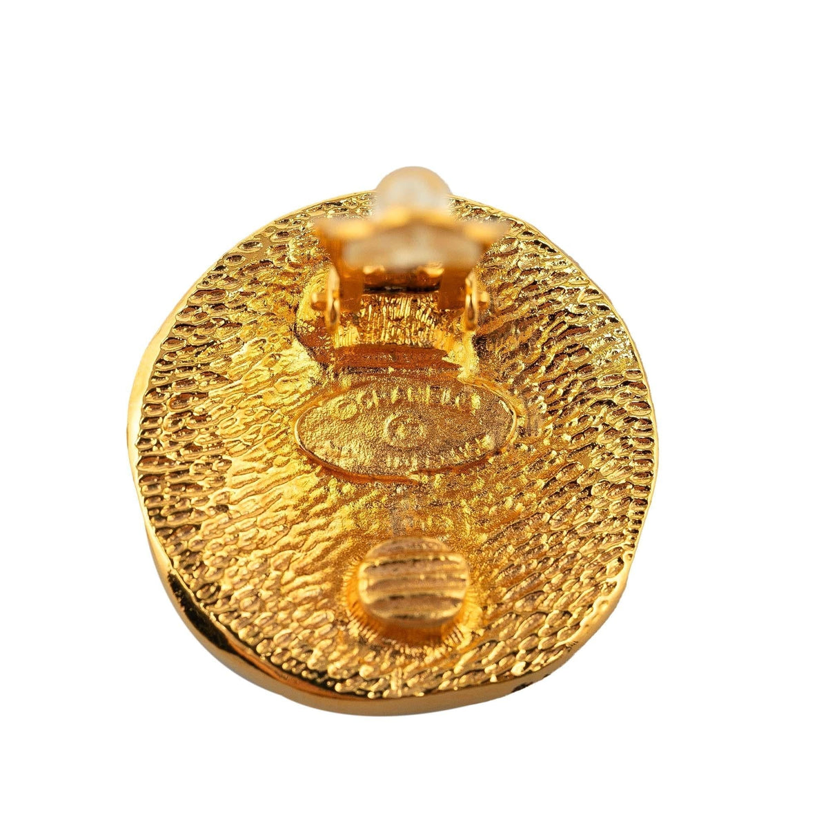 Chanel Jewellery? Chanel Gold Plated Rue Cambon Round Clip On Earrings (-jju0yo) Luxury Designer Statement Jewellery