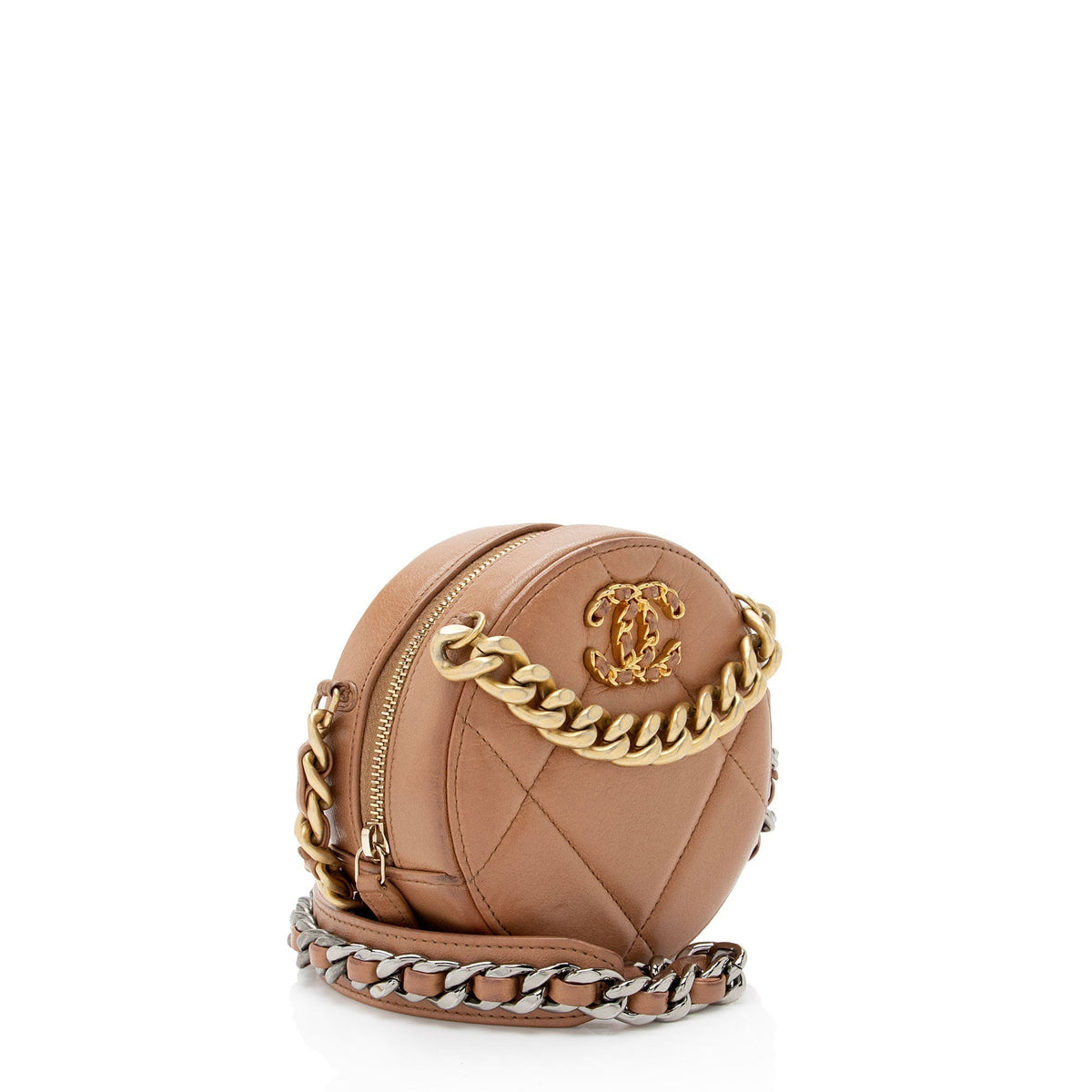 Chanel Bags? Chanel Lambskin 19 Round Clutch with Chain (-p9Azmt) Luxury Designer Leather Handbag